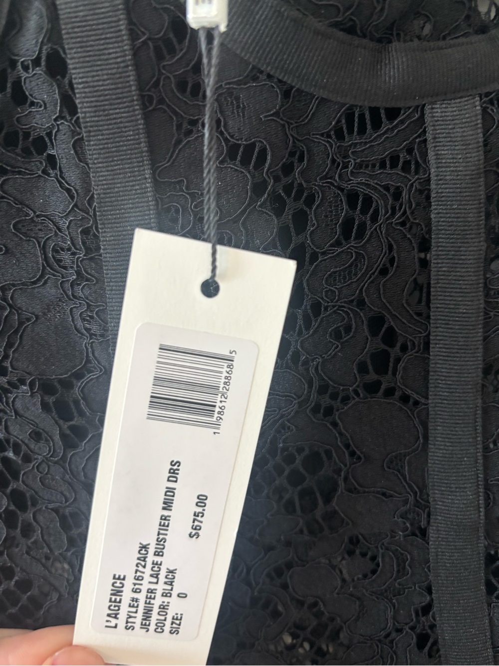 NWT L’Agence Jennifer Black Lace Midi Dress 0 - Picture 5 of 5
